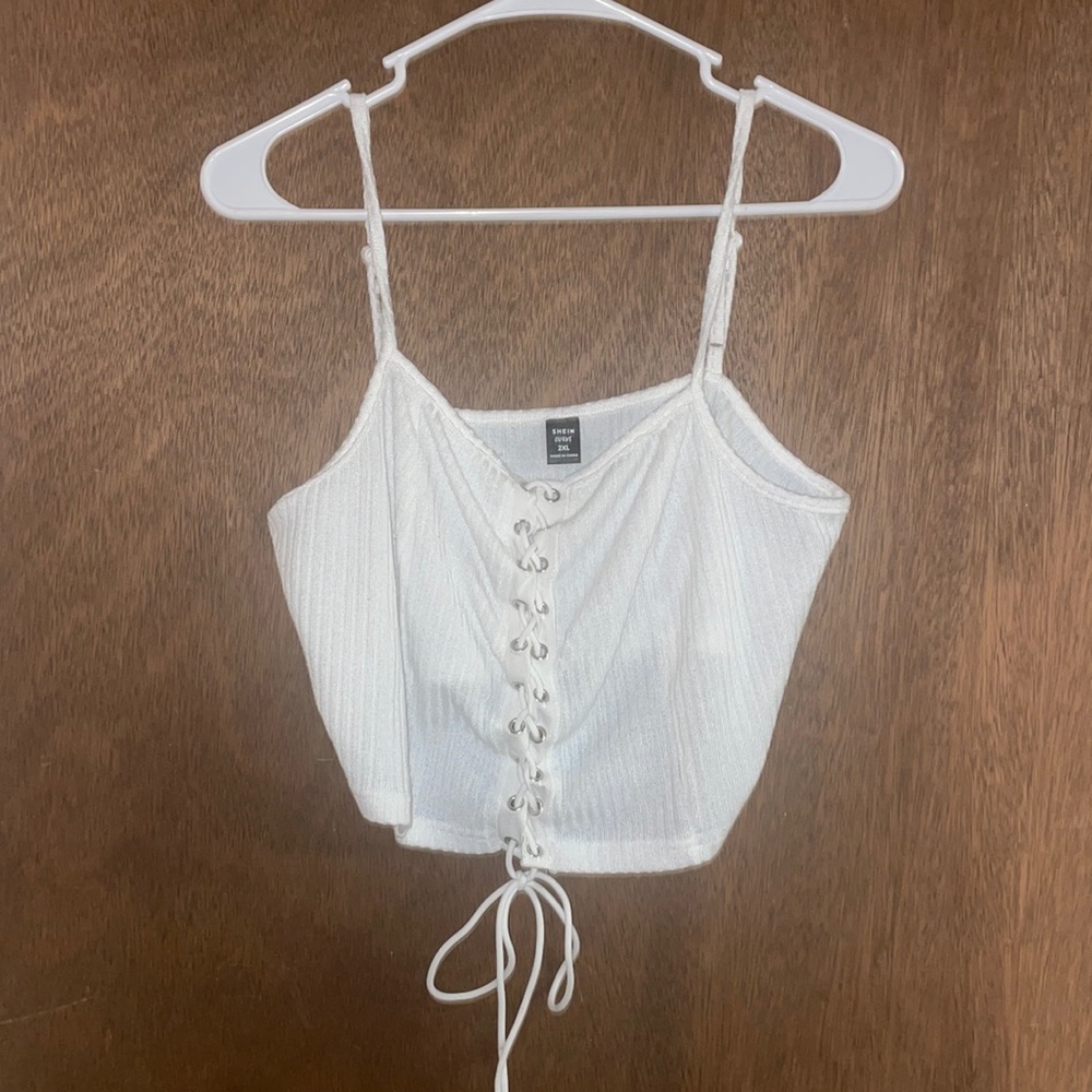 SHEIN Curve Lace Up Cropped Tank